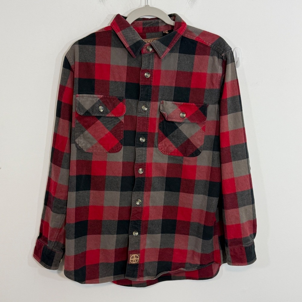 Lincoln Outfitters Mens Flannel Shirt LR Red Plaid Classic Fit Outdoor Hiking
